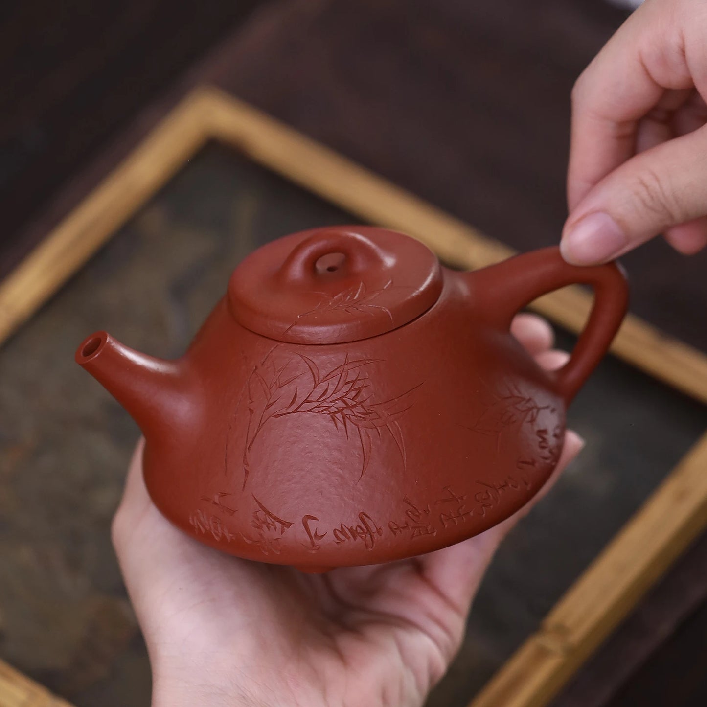 |clay pot famous pure handmade raw ore coarse sand Dahongpao tea pot National worker Zhang Jibiao ziye stone ladle pot