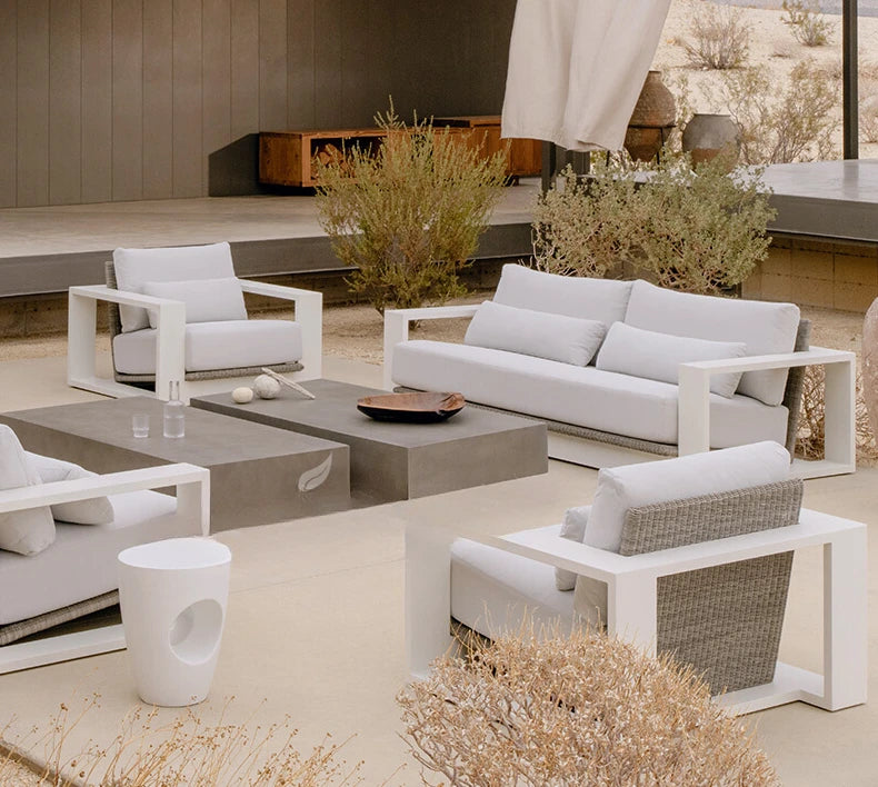 courtyard furniture, high-end two person rattan chairs, rattan woven leisure single person aluminum alloy combination chairs