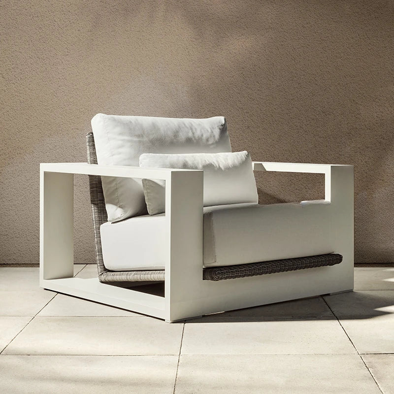 courtyard furniture, high-end two person rattan chairs, rattan woven leisure single person aluminum alloy combination chairs