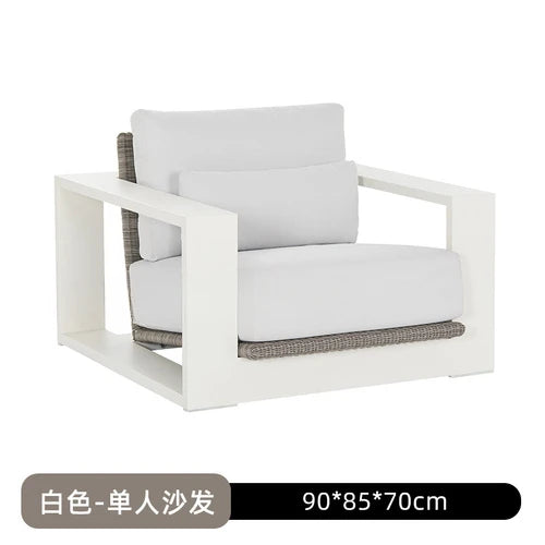 courtyard furniture, high-end two person rattan chairs, rattan woven leisure single person aluminum alloy combination chairs