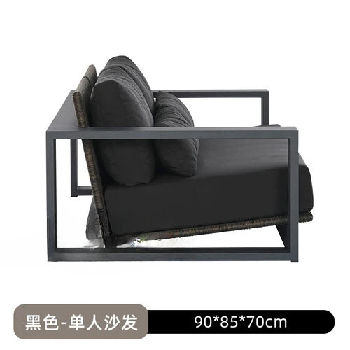 courtyard furniture, high-end two person rattan chairs, rattan woven leisure single person aluminum alloy combination chairs