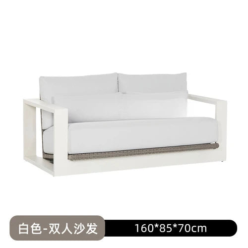 courtyard furniture, high-end two person rattan chairs, rattan woven leisure single person aluminum alloy combination chairs