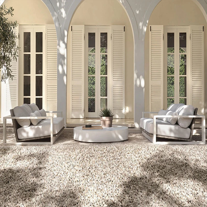 courtyard furniture, high-end two person rattan chairs, rattan woven leisure single person aluminum alloy combination chairs