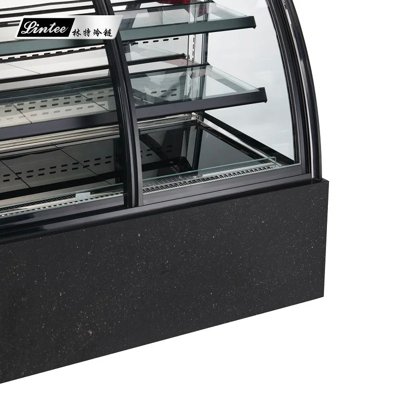curved glass cake display fridge upright bakery refrigerator cake dessert display showcase