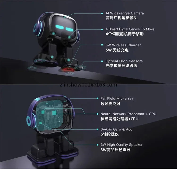 emo Robot Intelligent emotional interactive voice ai Desktop children accompany pet vector robot
