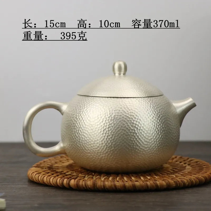 |high-grade teapot 999 sterling silver hand relief fine silver side longfeng xi shi the household single pot pot of tea