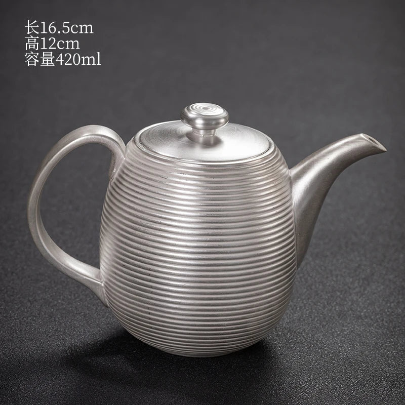 |high-grade teapot 999 sterling silver hand relief fine silver side longfeng xi shi the household single pot pot of tea