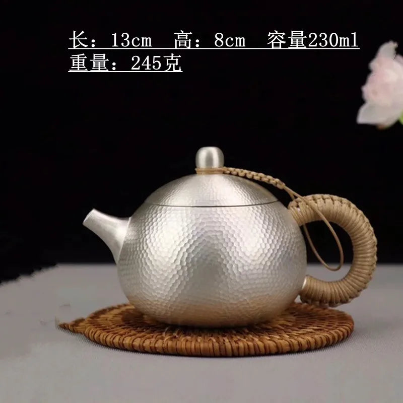 |high-grade teapot 999 sterling silver hand relief fine silver side longfeng xi shi the household single pot pot of tea