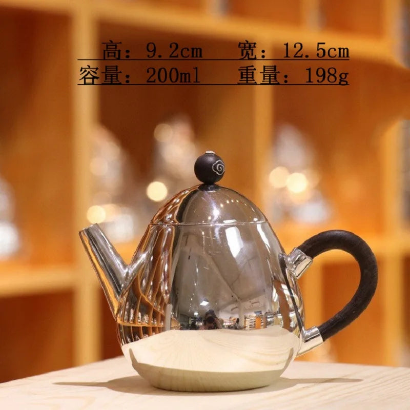 |high-grade teapot 999 sterling silver hand relief fine silver side longfeng xi shi the household single pot pot of tea