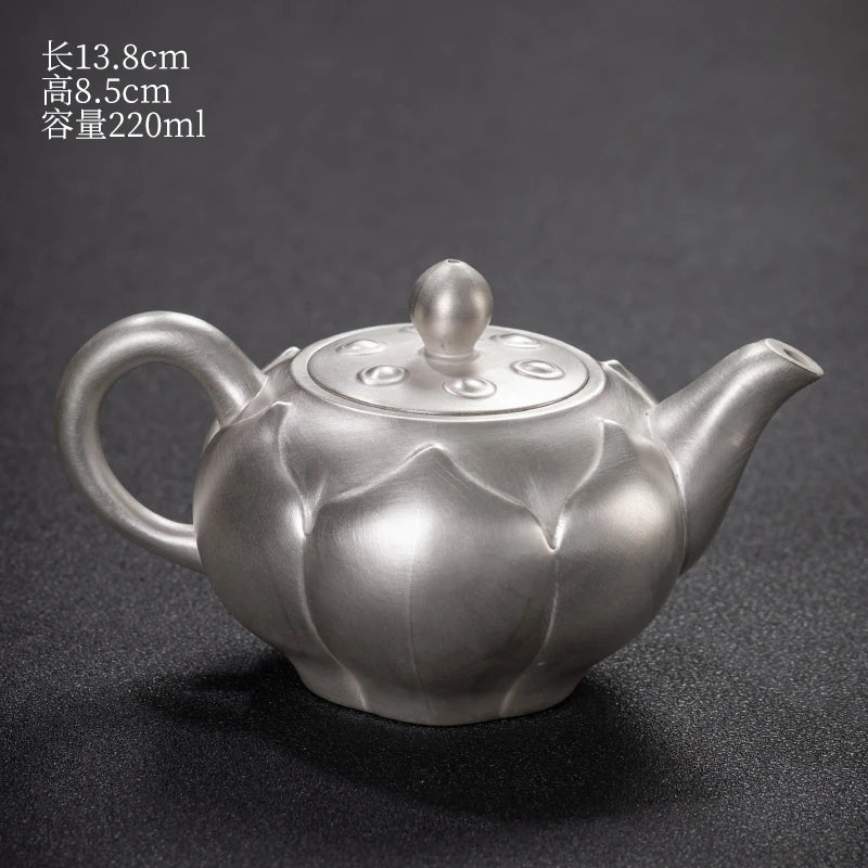 |high-grade teapot 999 sterling silver hand relief fine silver side longfeng xi shi the household single pot pot of tea