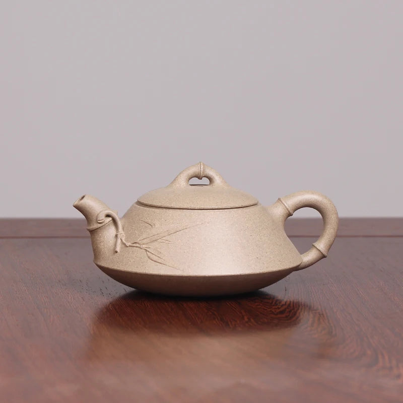|manual undressed ore green Duan Zhu development pot of tea set the engineering application of miss wu half hand made