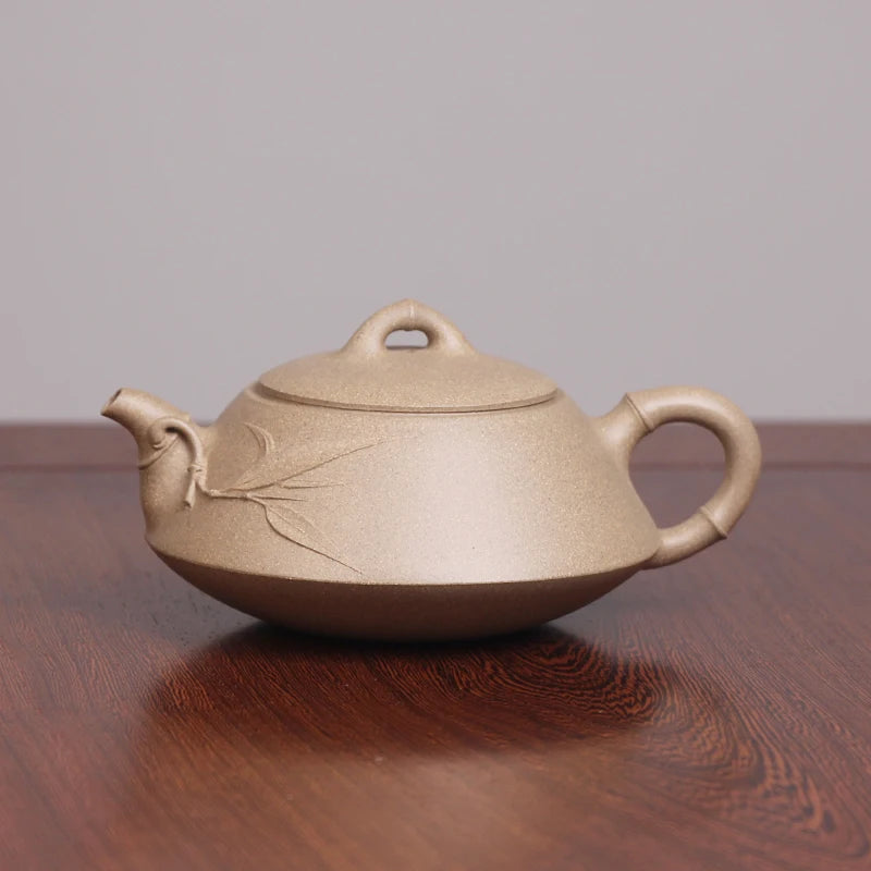 |manual undressed ore green Duan Zhu development pot of tea set the engineering application of miss wu half hand made