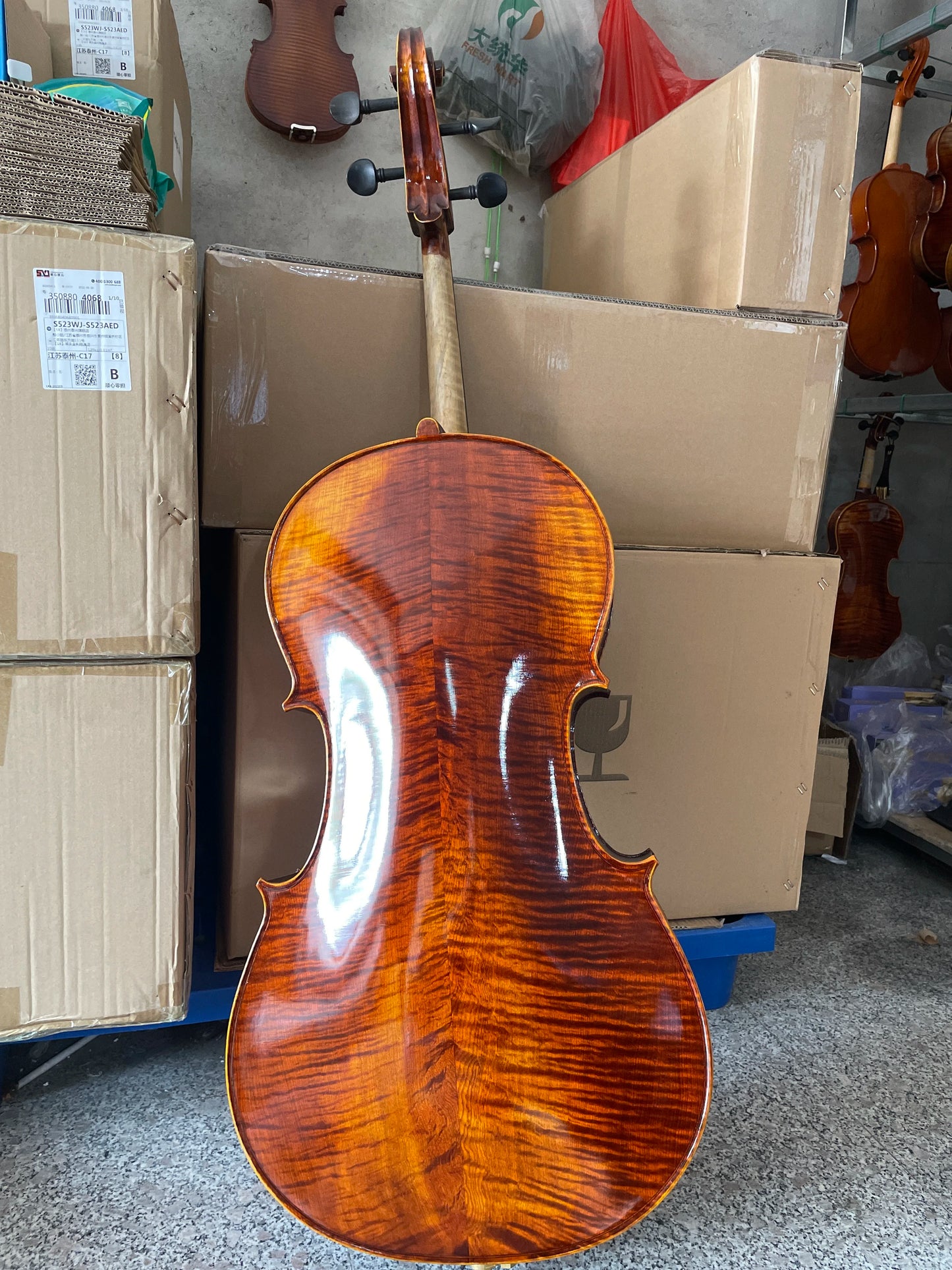 MMOOKA purely handmade Retro antique Cello 4/4 Natural Flamed Grade AAA Spruce Panel Violon Cello Musical Instruments With accessories