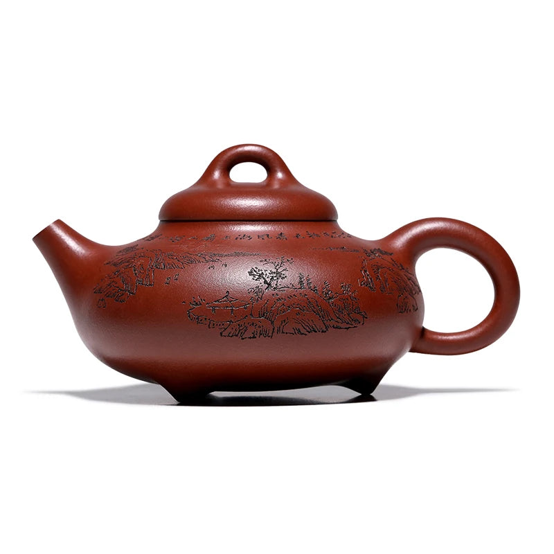 |purple clay pot Master Zhang Quanlin pure handmade Red Pearl mud stone ladle teapot tea set three legged stone ladle