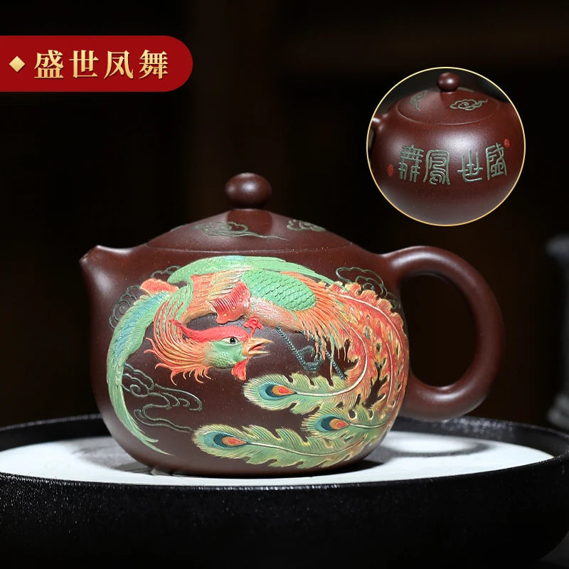 |recommended old painted purple clay famous heap pure manual teapot household pot of kung fu tea teapot large capacity
