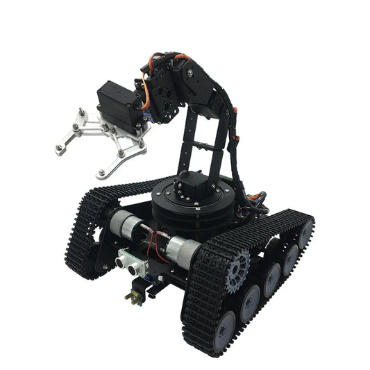 robot 6 degrees of freedom robot arm open source intelligent tracking and obstacle avoidance trolley competition kit