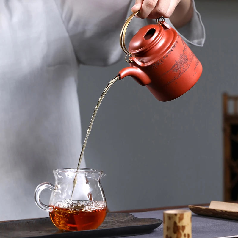 |senior engineer Feng Wei Zisha pot household raw ore pure manual Zhu Ni Dahongpao tea pot Niu Gaiyang bucket pot