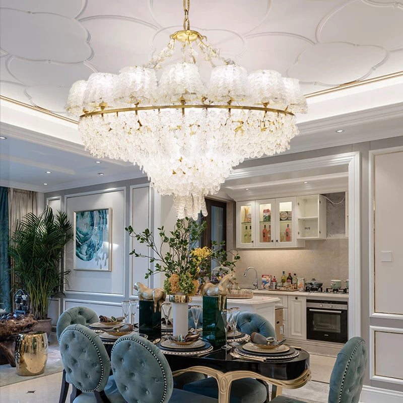 yiyingart lighting villa living room lamp American bedroom crystal chandelier simple copper dining room led Chandelier
