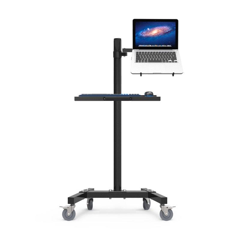 MMOOKA Dual Mount Monitor Holder + Laptop Holder PS Stand Trolley Sit-Stand Work Station Floor Stand Moving Cart