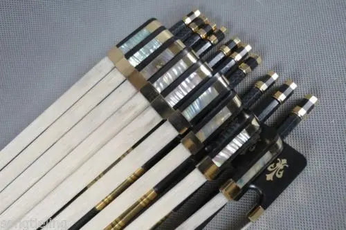 MMOOKA 10pcs of best plaid master black Carbon fiber CELLO bow 4/4 #7207
