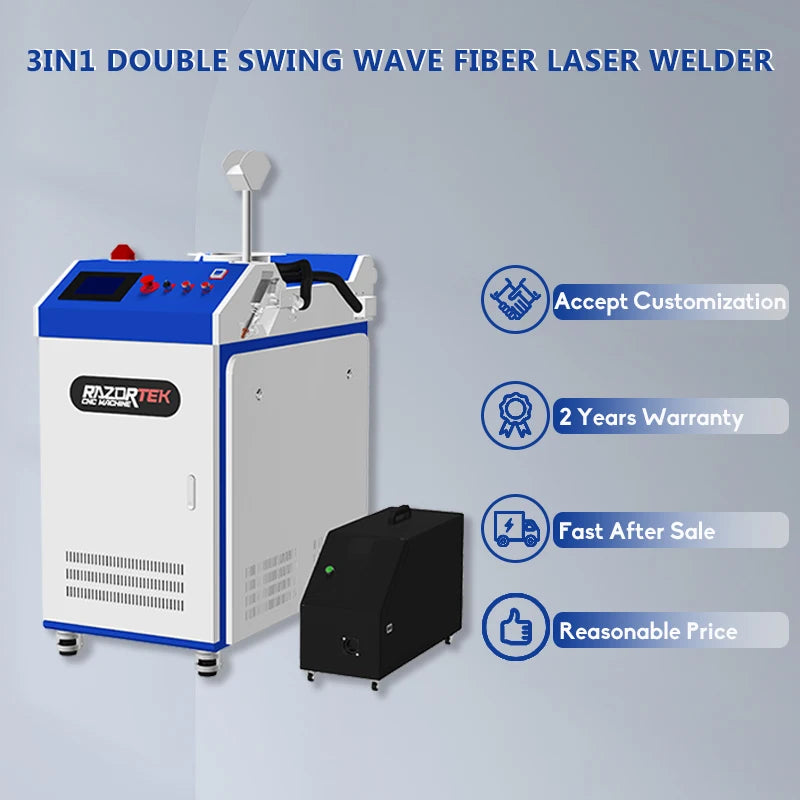 1200w/1500w/2000w/3000w Hand-Held Fiber Laser Welding Machine Water-Cooled 3-in-1 Metal Welding Cleaning & Cutting Equipment