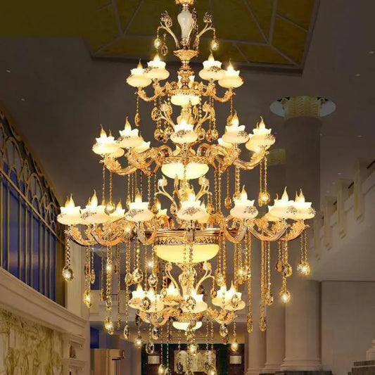 120CM Luxury Villa Crystal Chandeliers stair Lamp Led candle light European style Hotel Project Ceiling Chandelier led luminaire
