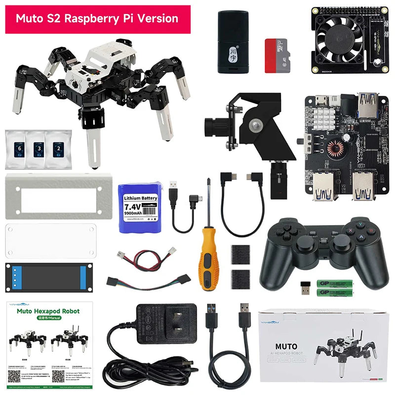 18DOF AI Intelligent Vision Recognition Hexapod Spider Robot Python Programming Education Kit for RaspberryPi 4B and Jetson Nano