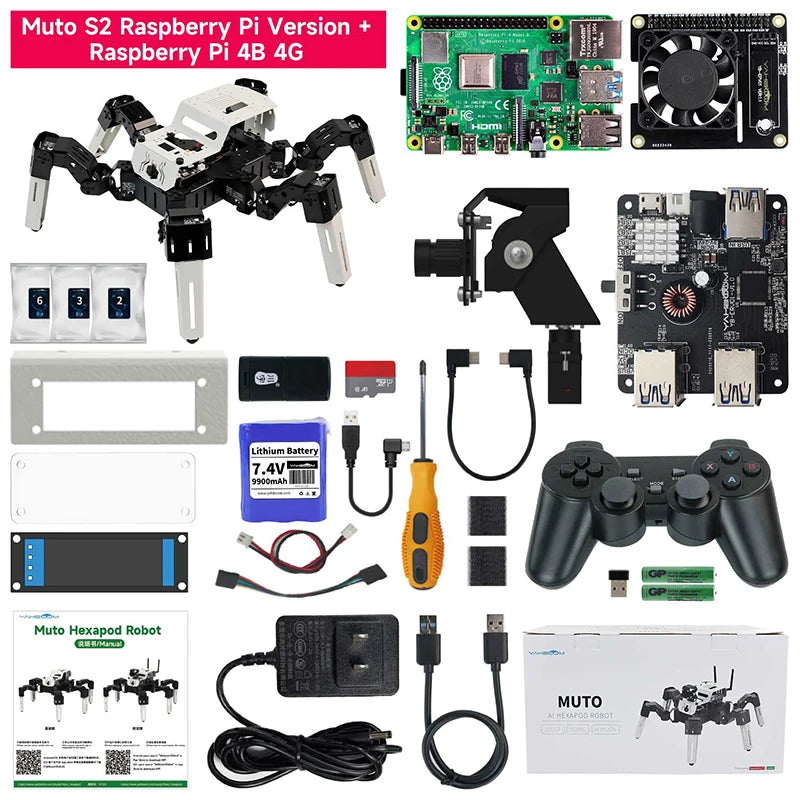 18DOF AI Intelligent Vision Recognition Hexapod Spider Robot Python Programming Education Kit for RaspberryPi 4B and Jetson Nano