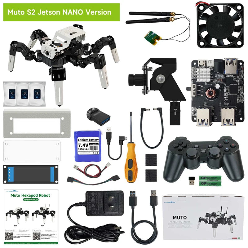 18DOF AI Intelligent Vision Recognition Hexapod Spider Robot Python Programming Education Kit for RaspberryPi 4B and Jetson Nano