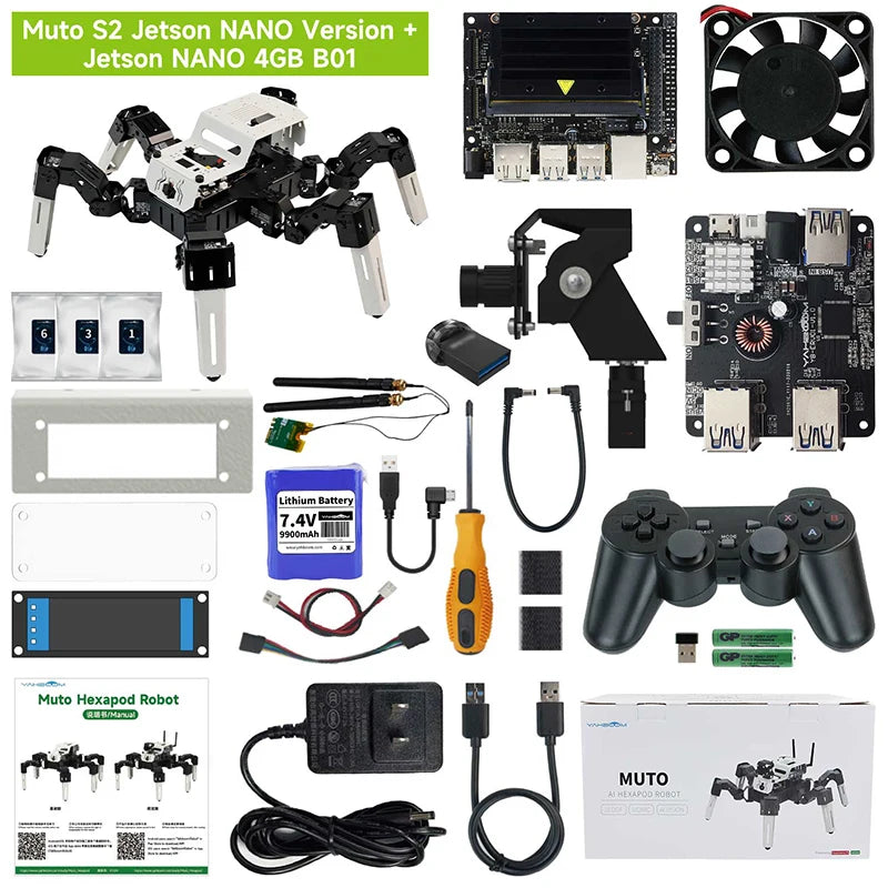 18DOF AI Intelligent Vision Recognition Hexapod Spider Robot Python Programming Education Kit for RaspberryPi 4B and Jetson Nano