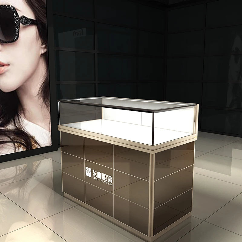 1Glasses Watch Display Cabinet Glass Display Cabinet Jewelry Counter Shelf Boutique Cabinet Merchandise Sample Display Rack