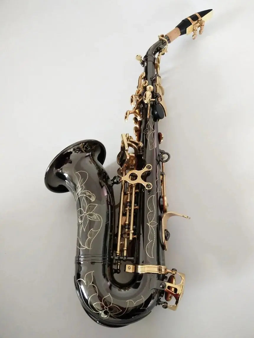 2020 Best quality Soprano Saxophone curved B Flat saxophone S-992 music instruments lacquer gold Brass mouthpiece Gift