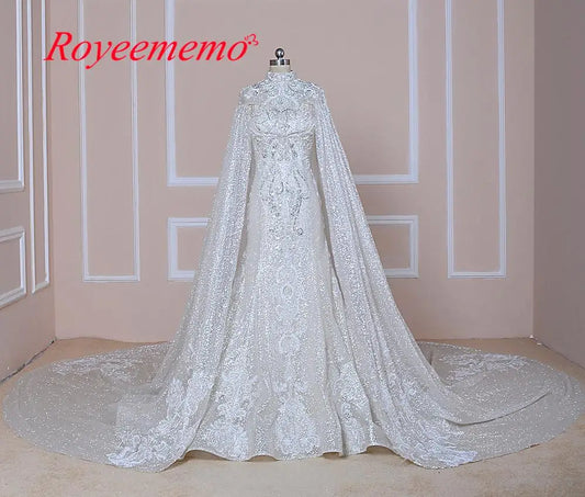 2020 Luxurious mermaid wedding dress heavy hand beads work church train