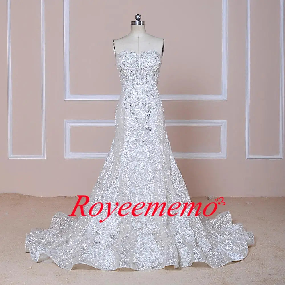 2020 Luxurious mermaid wedding dress heavy hand beads work church train