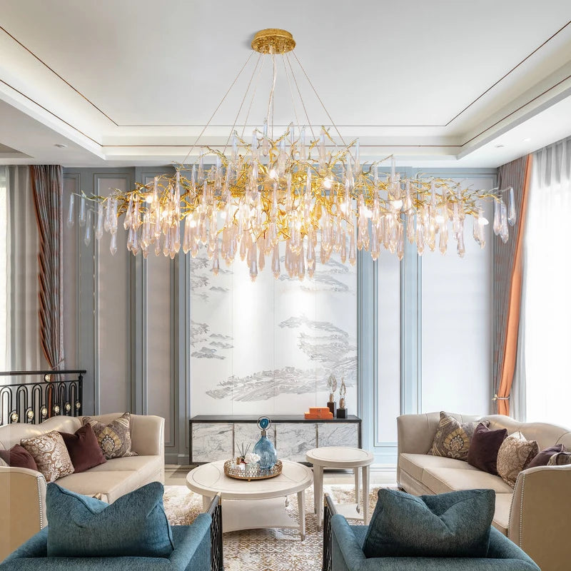 2021 New Post-Modern Light Luxury Crystal Chandelier Luxury Atmosphere Lamp in the Living Room Creative Villa