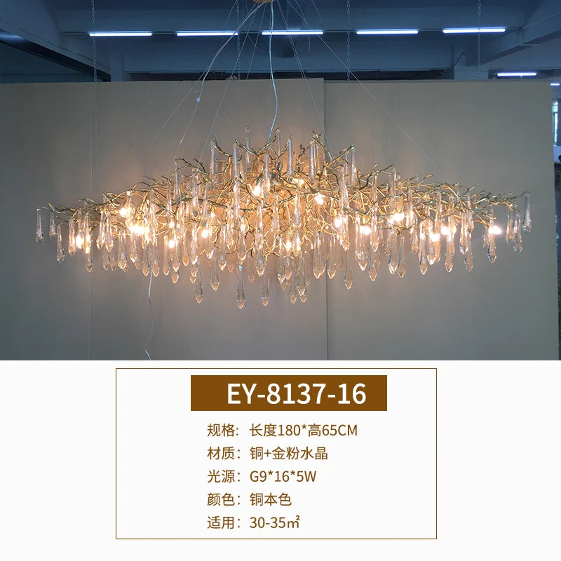 2021 New Post-Modern Light Luxury Crystal Chandelier Luxury Atmosphere Lamp in the Living Room Creative Villa