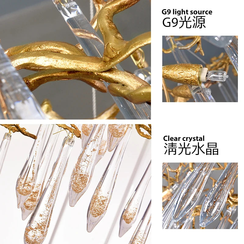 2021 New Post-Modern Light Luxury Crystal Chandelier Luxury Atmosphere Lamp in the Living Room Creative Villa
