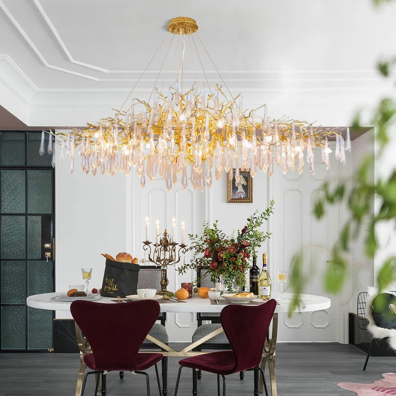 2021 New Post-Modern Light Luxury Crystal Chandelier Luxury Atmosphere Lamp in the Living Room Creative Villa