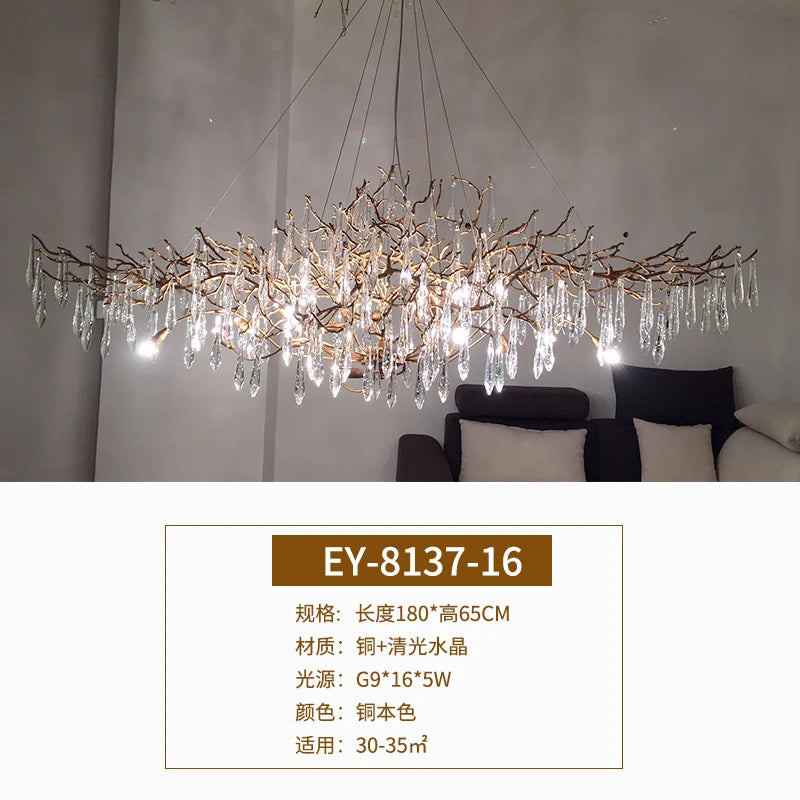 2021 New Post-Modern Light Luxury Crystal Chandelier Luxury Atmosphere Lamp in the Living Room Creative Villa
