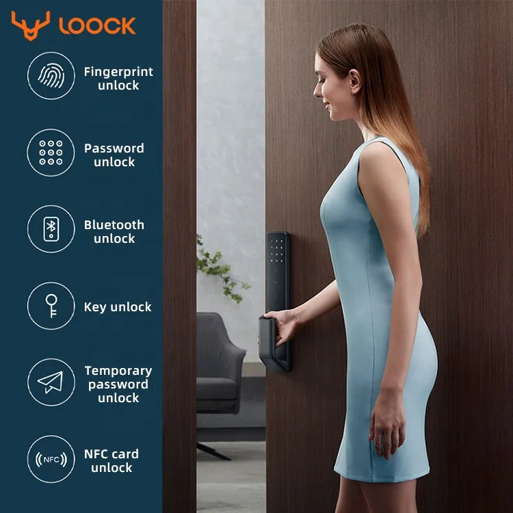 2022 Hot Sell Home Security Aluminum Alloy Electronic Intelligent Wooden Digital Door Lock Fingerprint  Smart s