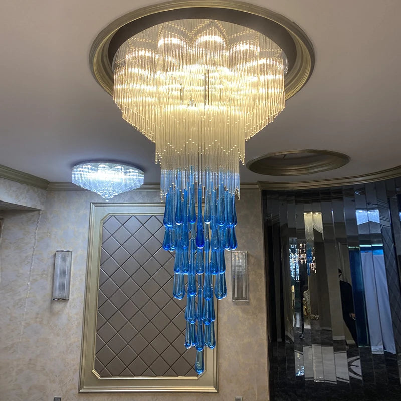 2022 new duplex building large chandelier luxury atmosphere rotating staircase creative lamp ceiling villa hollow chandelier