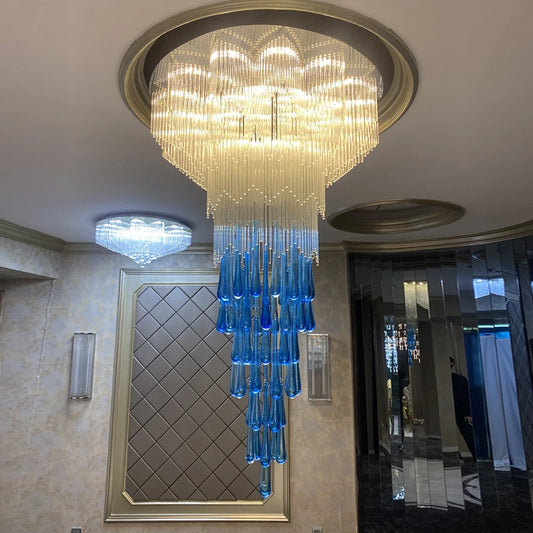 2022 new duplex building large chandelier luxury atmosphere rotating staircase creative lamp ceiling villa hollow chandelier
