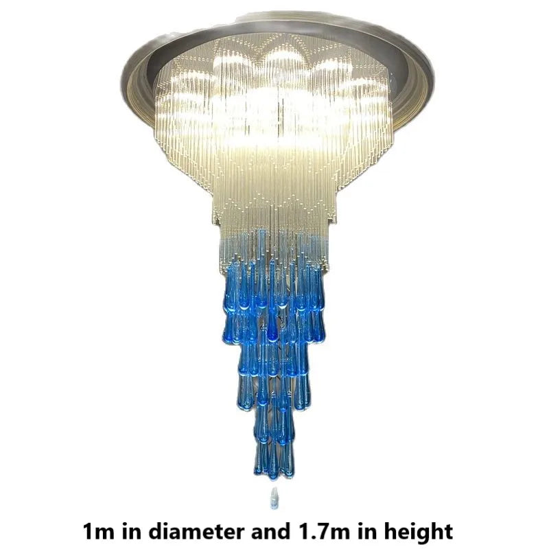 2022 new duplex building large chandelier luxury atmosphere rotating staircase creative lamp ceiling villa hollow chandelier