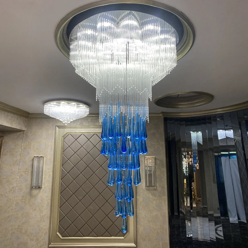 2022 new duplex building large chandelier luxury atmosphere rotating staircase creative lamp ceiling villa hollow chandelier