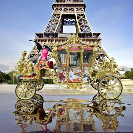 2024 Custom Fashion Electric 4 Wheels White Sightseeing Horse Drawn Carriag For Sale Electric Princess Horse Carriage
