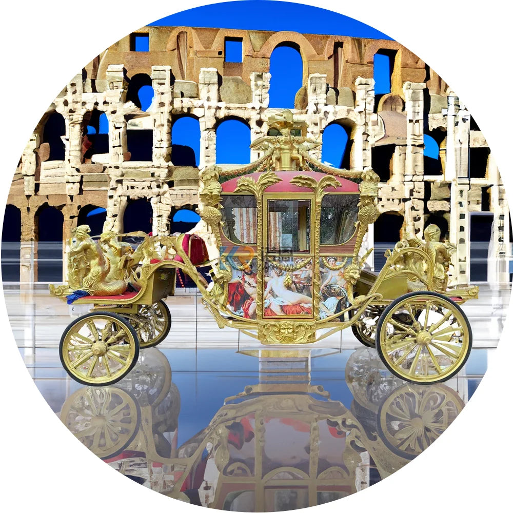 2024 Custom Fashion Electric 4 Wheels White Sightseeing Horse Drawn Carriag For Sale Electric Princess Horse Carriage