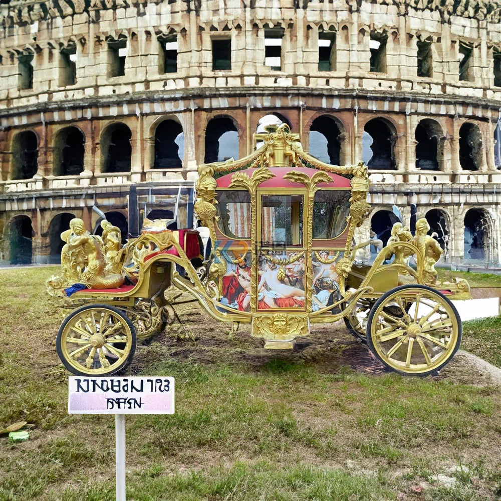 2024 Custom Fashion Electric 4 Wheels White Sightseeing Horse Drawn Carriag For Sale Electric Princess Horse Carriage