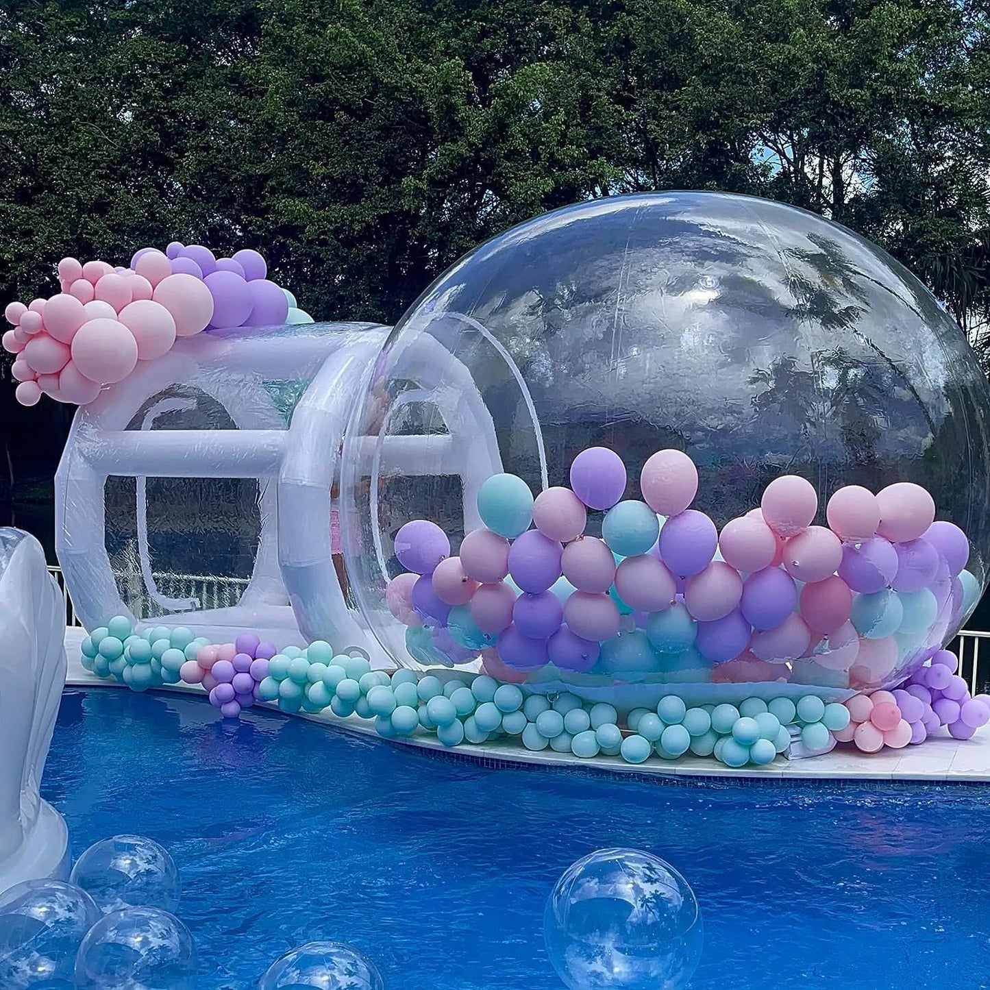 2024 Hot Sale Clear Dome Inflatable Bubble Tent With Balloon Outdoor Air Glamping Transparent Bubble House For Birthday Party