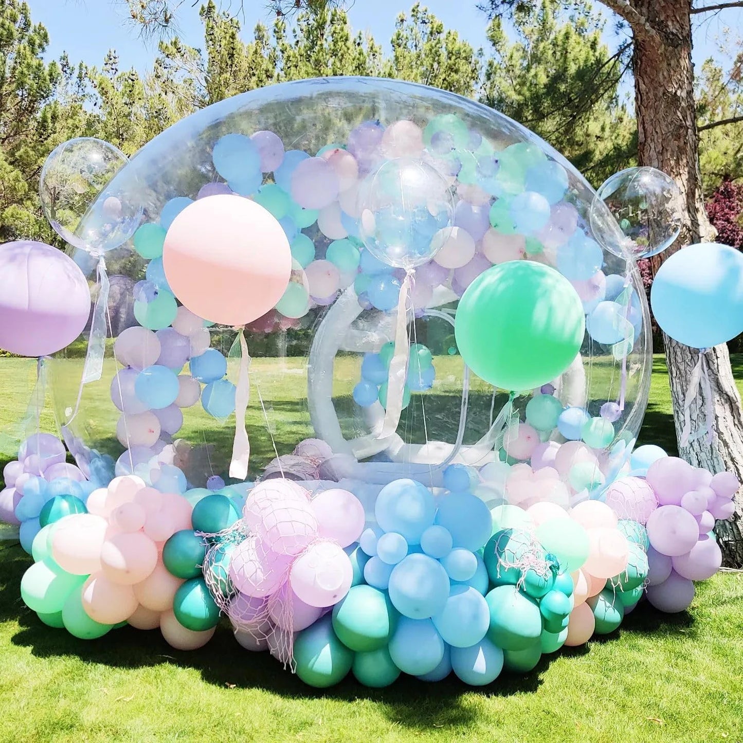 2024 Hot Sale Clear Dome Inflatable Bubble Tent With Balloon Outdoor Air Glamping Transparent Bubble House For Birthday Party