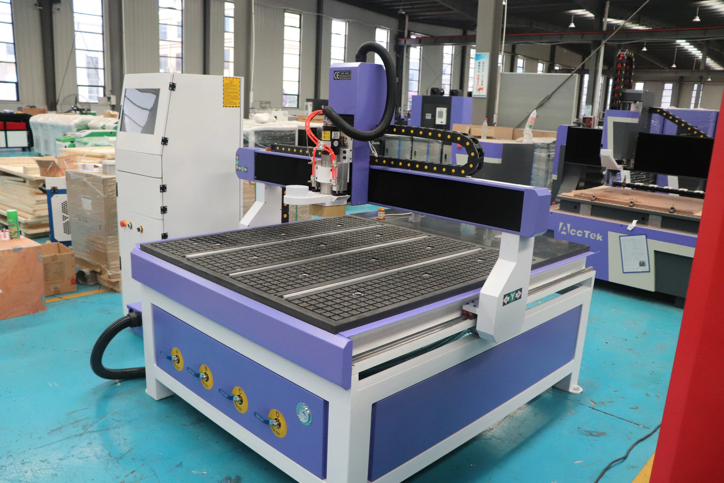 3 Axis Ballscrew Transmission ATC CNC Wood Router 1200*1200mm Carpentry Advertising Industrial Machinery Alumiunm PVC Tool